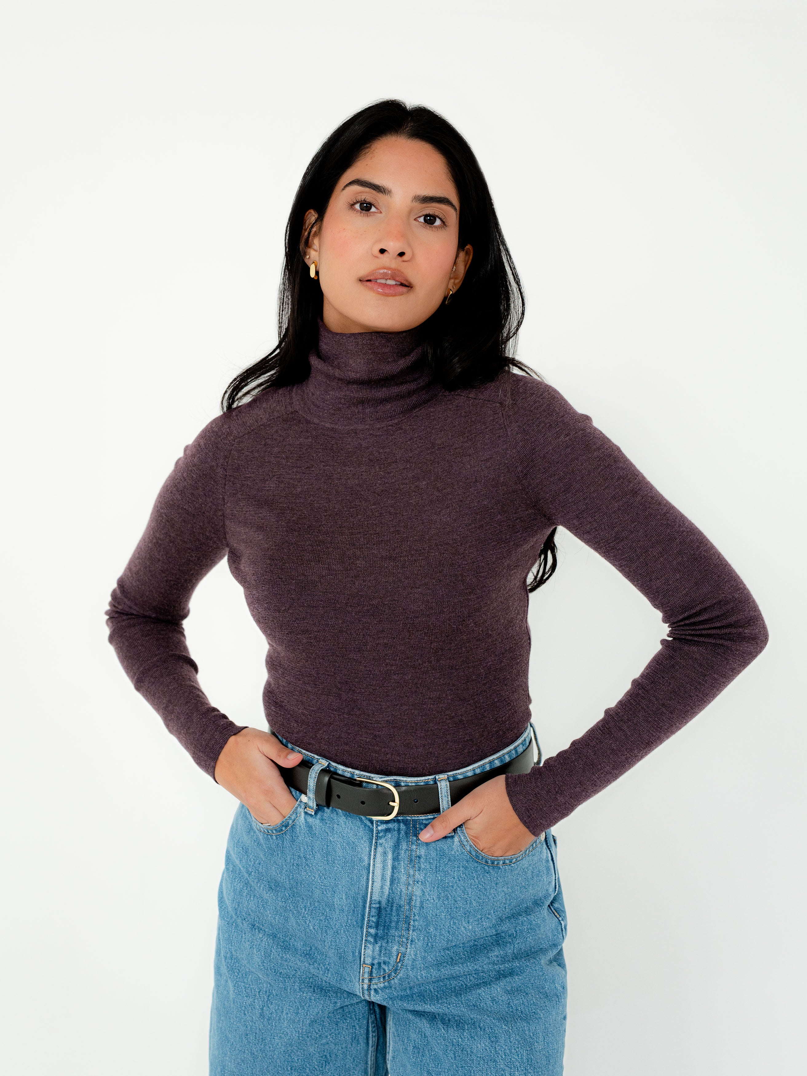Faye Merino Wool Mock Neck Knit