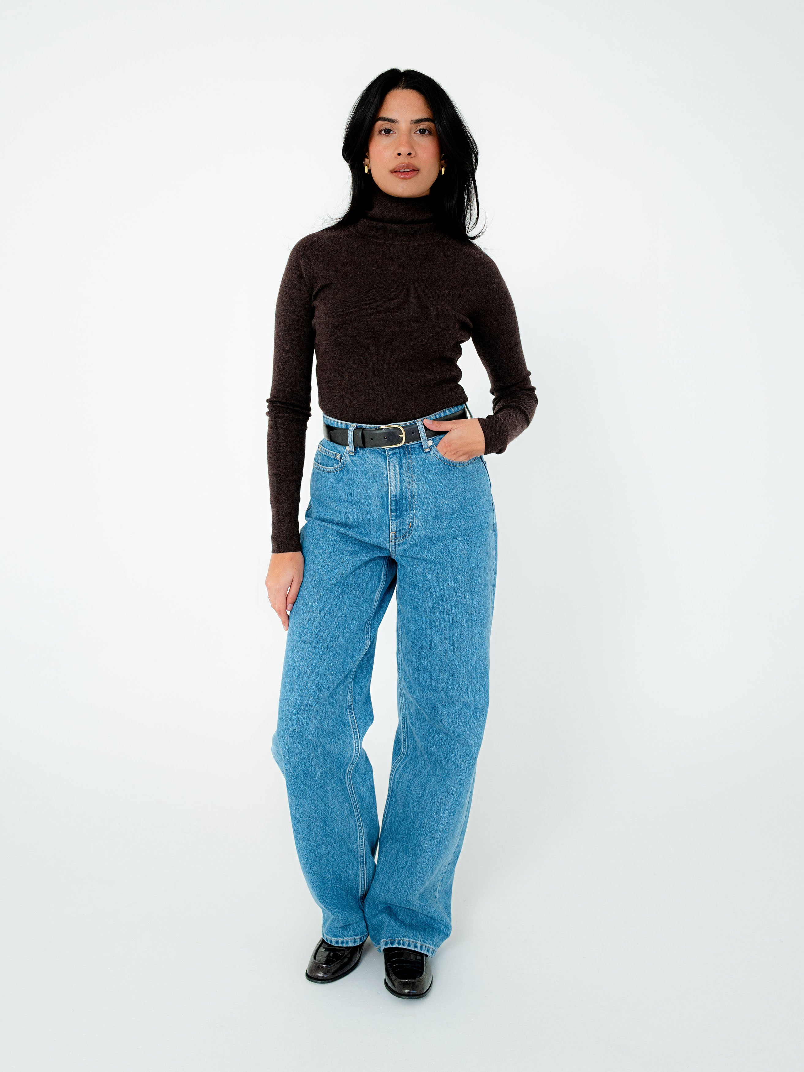 Faye Merino Wool Mock Neck Knit