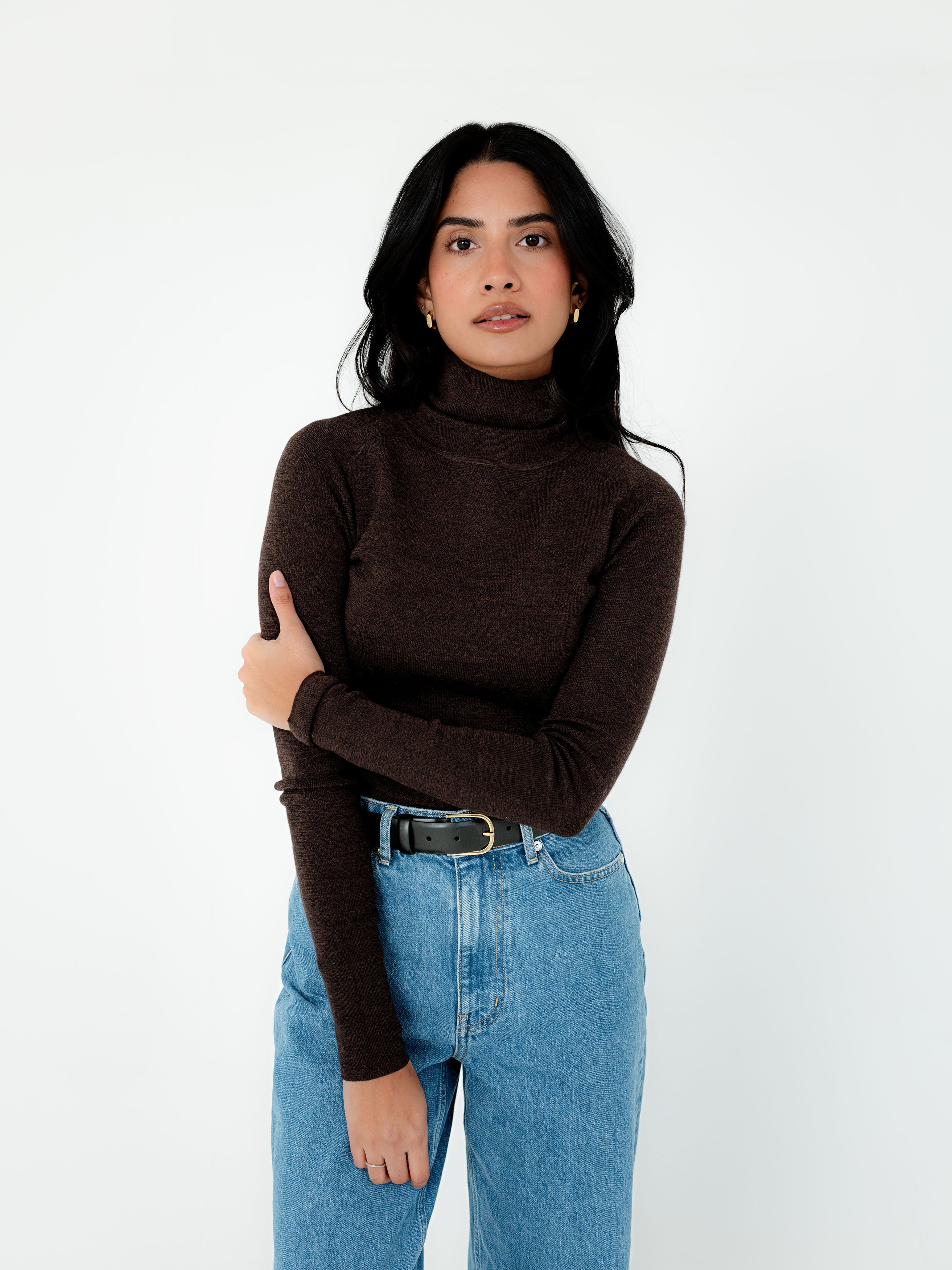 Faye Merino Wool Mock Neck Knit